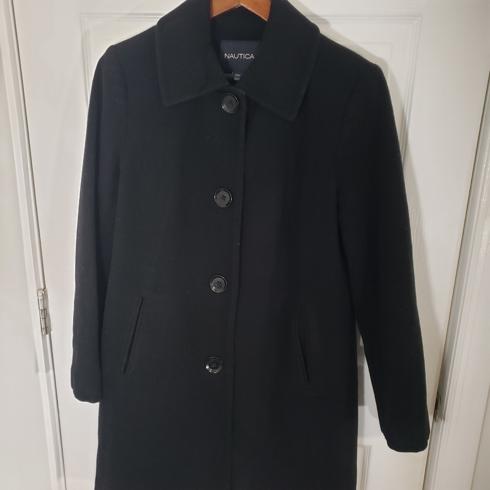 Nautica Women's Wool Blend Black  Coat